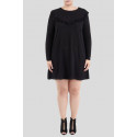 Bella Plus Size Frill Detail Black Woven Dress 16-22