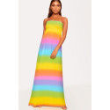 Brooke Rainbow Print Sheering Maxi Dress 8-14