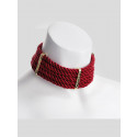 Daisy Gold color Platted design Red Cord Choker Necklace