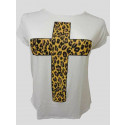 Elise Plus Size Leopard Foil Cross Print T Shirts 16-26
