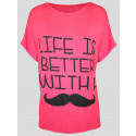 Emma Plus Size Moustache Print T-shirts 16-26