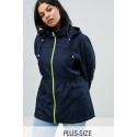 Lexi Plus Size Neon Contrast Zip Showerproof Raincoats 16-24