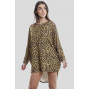 ANA Plus Sized Leopard Print Sleeve Dip Hem Baggy Tops 16-26