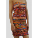 EMILIJA Orange Aztec Bodycon Dress 8-14