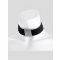 Harriet Centre Rhodium Black Velvet Look Heat Seal Necklace