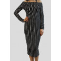 Ava Plus Size Black Polka Dot Off Shoulder Midi Dress 16-22