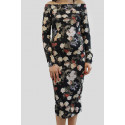 Amelia Plus Size Black Floral Off Shoulder Midi Dress 16-22