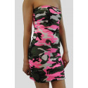 Lola Plus Size Pink Army Bodycon Mini Dress 16-22