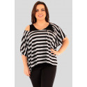 Lucy Plus Size Sliver Black Batwing Sleeve Tunic Tops 16-26