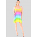 Florence Plus Size Rainbow Print Flared Swing Vest Dress 16-22