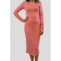 Molly Plus Size Off Shoulder Coral Polka Dot Print Midi Dress 16-22