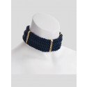 Mia Gold color Platted design Navy Cord Choker Necklace