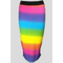 Sasha Plus Size Rainbow Elasticated Waist Striped Midi Skirt 16-22