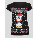 Millie Novelty Xmas Penguin Glitter Print T Shirt Tops 8-14