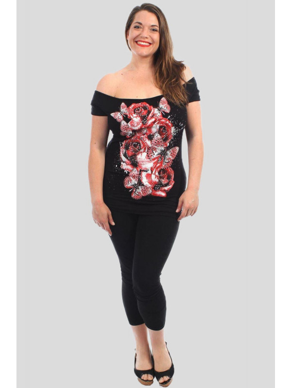 Layla Red Rose Floral T Shirts 8-14