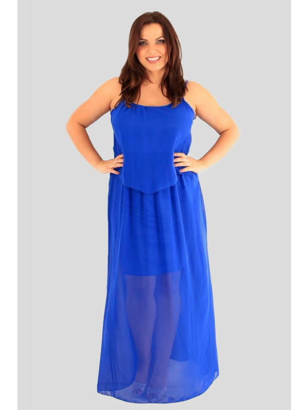 Bethany Plus Size Chiffon Strappy Lined Maxi Dress 18-24