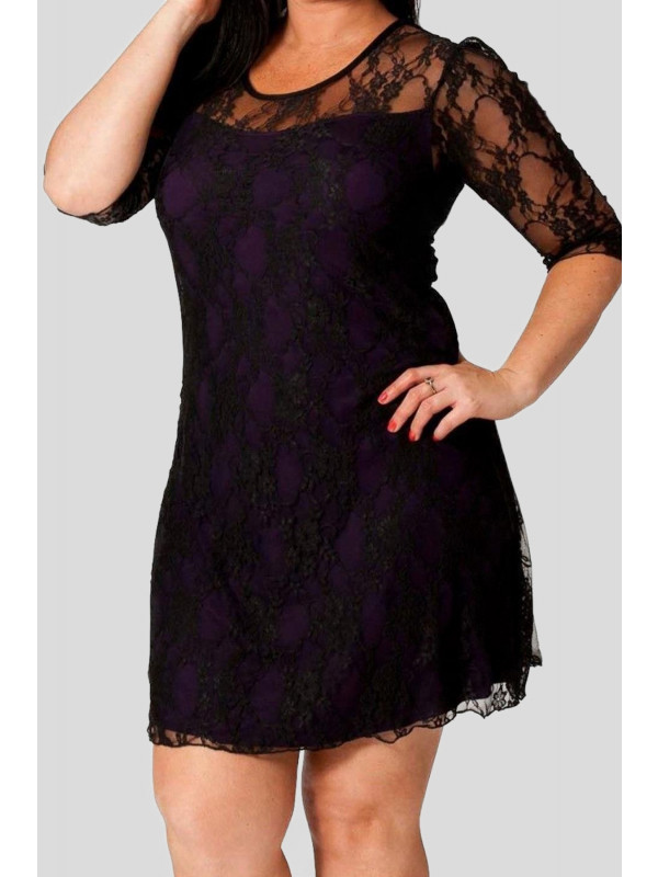 Carlee Plus Size Floral Lace Tunic 3/4 Sleeve Shift Dress 16-28
