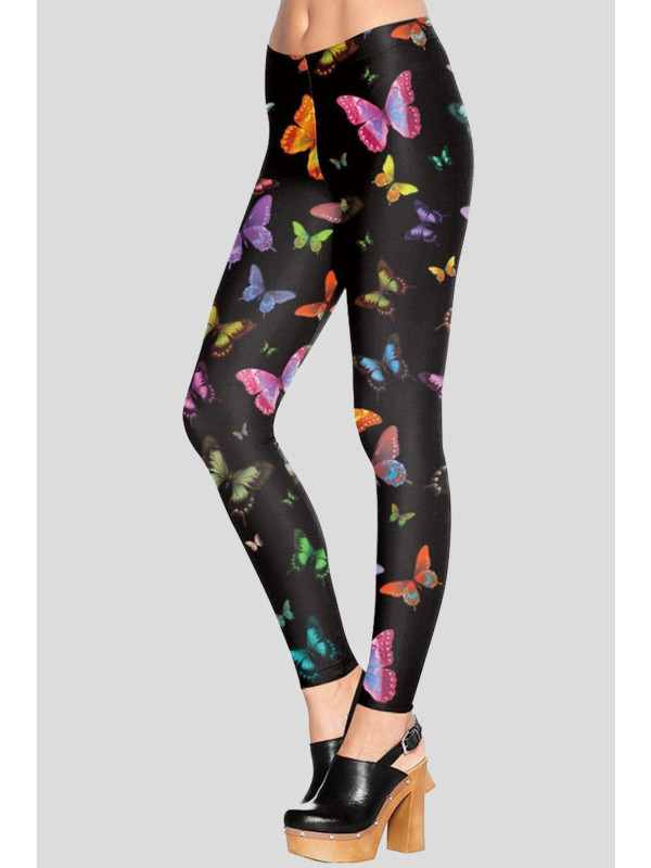Claire Plus Size Butterfly Print Skinny Stretchy Leggings 16-26