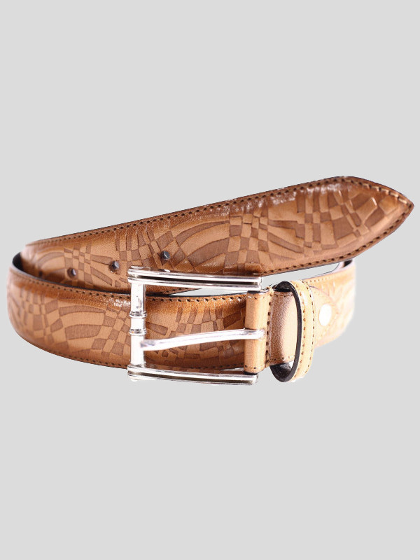 Craig Mens Tan Tooled Multi Pattern Genuine leather Belts S-3XL