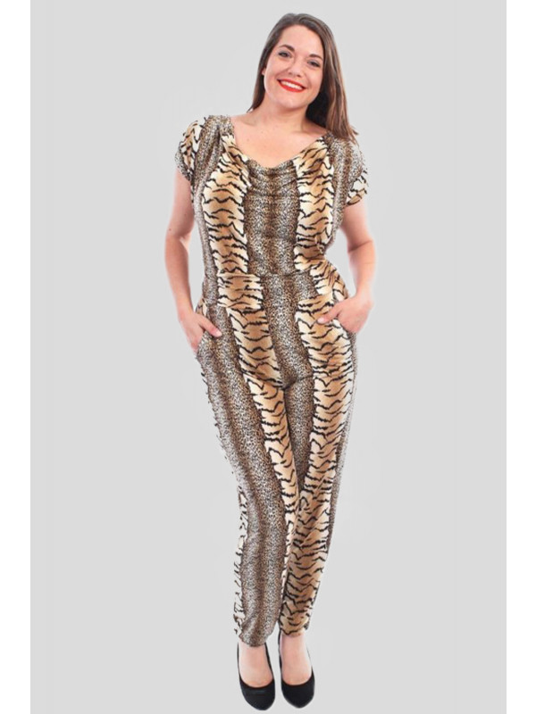 Freya Plus Size Leopard Print Jumpsuits 16-28