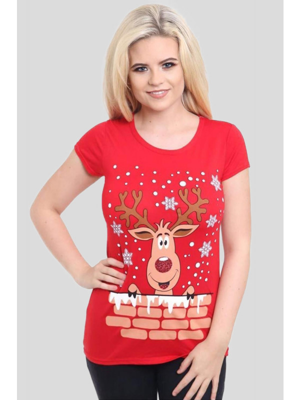Kate Plus Size Rudolph On Wall Print T-Shirt 16-22