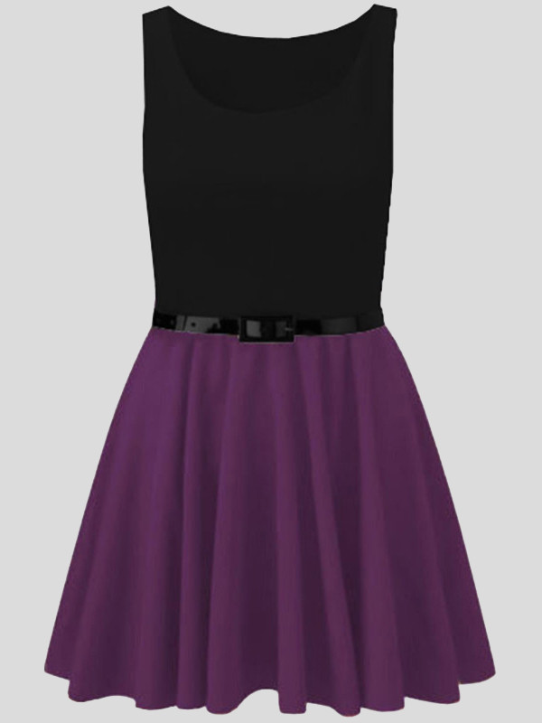 Enola Plus Size 2-in-1 Sleeveless Flare Mini Dress Top 16-26