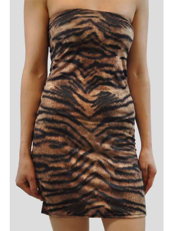 AMNA Tiger Print Bodycon Mini Dress 8-14