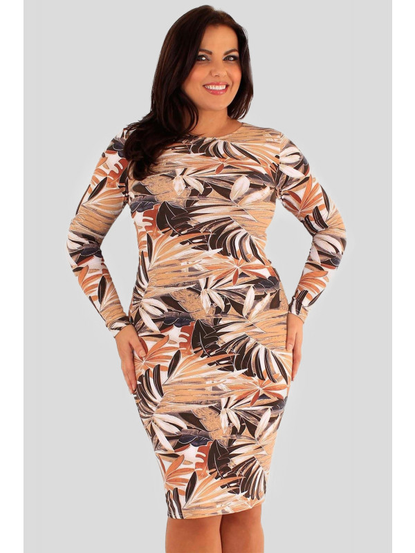 Skye Plus Size Tropical Print Bodycon Dress 18-24