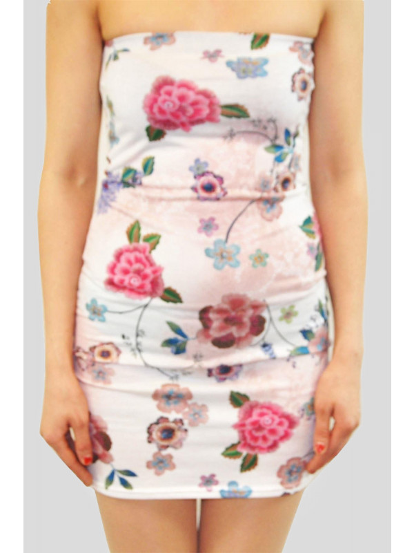 Steph Plus Size Cream Floral Bodycon Dress 16-22