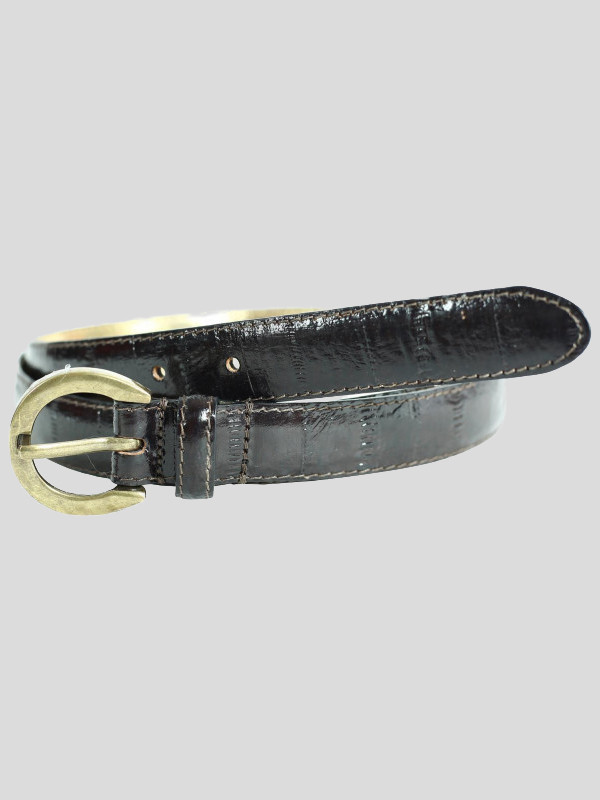 Tatum Ladies Antique Mini Brass Buckle Genuine Leather Belts M-4XL