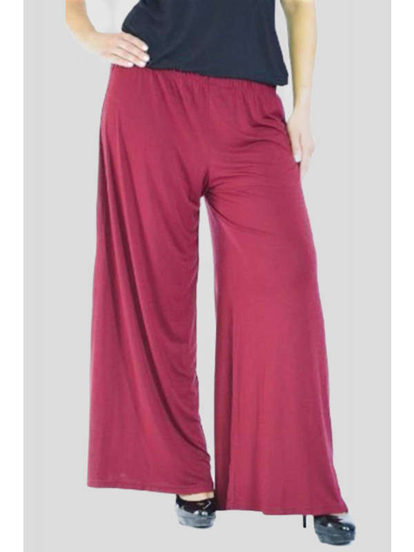 EVALYN Plus Size High Waist Stretch Wide Leg Flared Palazzo Pants 16-26