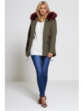 Liana Wine Fur Hooded Fishtail Parka Jacket Coat 8-16