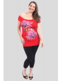 Abigail Plus Size Cerise Rose Floral T-Shirts 16-22