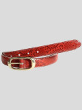 Alora Womens Snake Skin Red Gold Oval Buckle Genuine Leather Belts