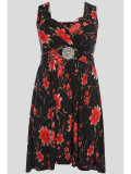 MACEY Plus Size Floral Buckle Knee Length Dress 16-26