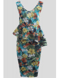 Charis Plus Size Floral Prints Bodycon Midi Dress 16-22
