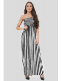 ZAINA Vertical Stripe Pattern Boob Tube Maxi Dress 8-14