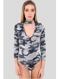Ella Camo Grey Bodysuits Grey S-L