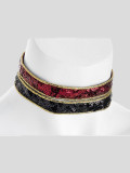 Iris Black Burgundy Color Choker Necklace