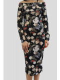 LAIBA Black Floral Off Shoulder Midi Dress 8-14
