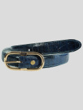 Leah Womens 25mm Blue Eel Print Genuine Leather Belts M-4XL