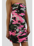 PEGGY Pink Army Bodycon Mini Dress 8-14