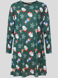NAHLA Plus Size Xmas Santa Print Flared Skater Dress 16-26
