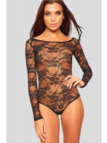 Nel Floral Lace Full Sleeve Leotard Bodysuits Top 8-14
