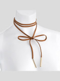 Nicola Brown Velvet Look Endless Tie Necklace