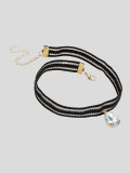 Philippa Crystal Pendant Black Elasticated Choker Necklace