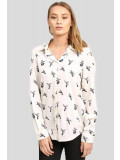 SHAYLA Plus Size Holly Swallow Print Long Sleeve Shirt Top 16-22