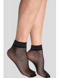 Nina Black Fishnet Glitter Ankle Socks